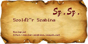 Szolár Szabina névjegykártya